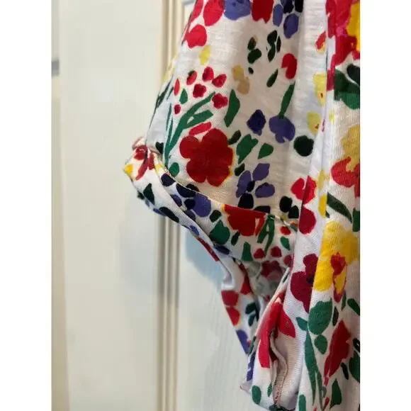 Anthropologie T.La Tunic Top Womens XL Floral Classic V Neck Short Sleeve Boho - Picture 9 of 13